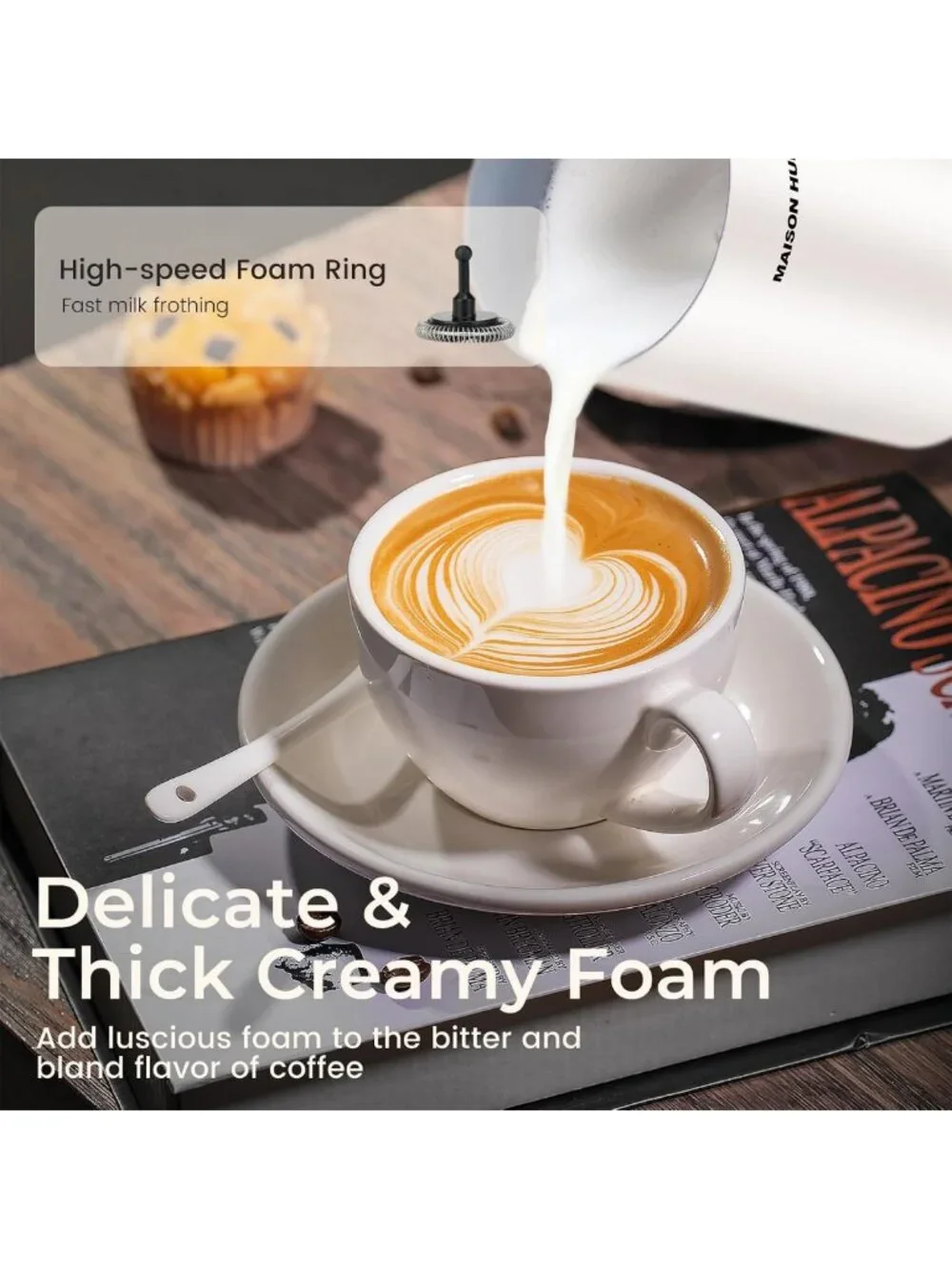 6-in-1 Electric Milk Frother & Steamer - 20oz Hot & Cold Foam Maker for Lattes